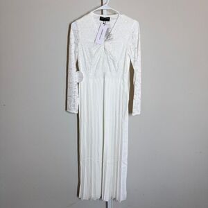 Little Mistress Modcloth Dress 6 White Lace Down The Aisle Bridal Midi Dress NWT